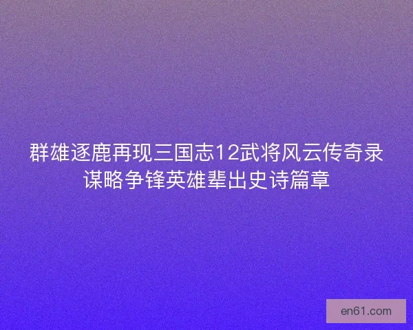 群雄逐鹿再现三国志12武将风云传奇录谋略争锋英雄辈出史诗篇章